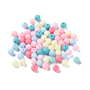 Rubberized Style Imitated Silicone Acrylic Beads, Round, Light Yellow, 8x7.5mm, Hole: 1.6mm, about 1923pcs/500g(MACR-D029-01B)