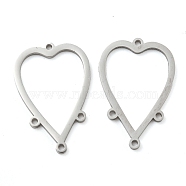 304 Stainless Steel Chandelier Component Links, Laser Cut, Heart, 24.5x16x1mm, Hole: 1.2mm(STAS-B056-07P-01)