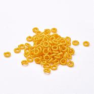 Polyester Weave Beads, Ring, Gold, 6x2mm, Hole: 3mm, about 200pcs/bag(WOVE-N003-24)