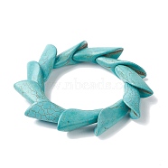 Dyed Synthetic Turquoise Leaf Beaded Stretch Bracelets, Tile Bracelet, Medium Turquoise, Inner Diameter: 2-1/8 inch(5.45cm)(BJEW-P299-07A)