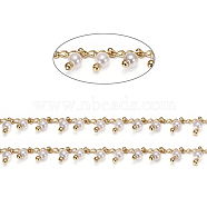 Handmade Brass Beaded Chains, with Glass and Spool, Soldered, Long-Lasting Plated, Round, Golden, 2.5x1.8x0.3mm, about 32.8 Feet(10m)/roll(CHC-I027-09G)