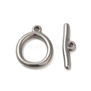 304 Stainless Steel Toggle Clasps, Oval, Stainless Steel Color, oval: 20x16x3mm, hole: 1.8mm, rod: 6x22x2.5mm, hole:1.8mm(STAS-Q324-10P)