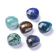 Natural Mixed Stone Charms, Faceted, Teardrop, 14x13x6mm, Hole: 0.8mm(G-L547-044)