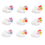 30Pcs 5 Colors Resin Cabochons, Cloud & Meteor with Rainbow, Mixed Color, 29x16mm(RESI-CJ0001-187)