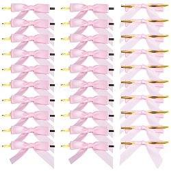 Gorgecraft 80Pcs Polyester Packaging Ribbon Bows, Gift Pull Bows, with Iron Wire Twist Ties, for DIY Gift Wrap Decoration, Wedding Candy Party Decoration, Butterfly, Pink, 62x102x7mm(AJEW-GF0003-18)