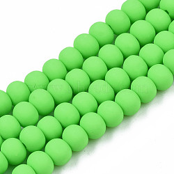 Handmade Polymer Clay Beads Strands, for DIY Jewelry Crafts Supplies, Round, Lime, 7x5.5mm, Hole: 1.6mm, about 69pcs/strand, 15.75 inch~16.14 inch(40~41cm)(X-CLAY-N008-053-07)