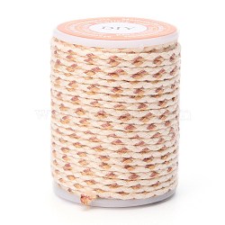 4-Ply Polycotton Cord Metallic Cord, Handmade Macrame Cotton Rope, for String Wall Hangings Plant Hanger, DIY Craft String Knitting, Antique White, 1.5mm, about 4.3 yards(4m)/roll(OCOR-Z003-D26)