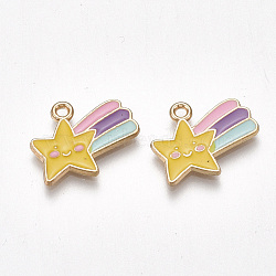 Alloy Charms, with Enamel, Cadmium Free & Lead Free, Meteor, Light Gold, Colorful, 14x17x1.5mm, Hole: 2mm(X-ENAM-S115-099)
