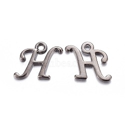 Gunmetal Plated Alloy Letter Pendants, Rack Plating, Cadmium Free & Lead Free, Letter.H, 12x12x2mm, Hole: 1.5mm(PALLOY-J718-01B-H)