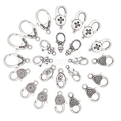 ARRICRAFT Tibetan Style Alloy Lobster Claw Clasps, Oval, Cadmium Free & Lead Free, Antique Silver, 64pcs/box(TIBE-AR0001-002AS-NR)