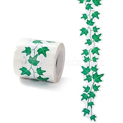Adhesive Paper Leaf Vine Stickers, Plant Roll Stickers, for Decorating Refrigerator, Wall, Bulletin Board, Green, 7cm, Stickers: 330x68x0.1mmabout 45pcs/roll(DIY-O021-03)
