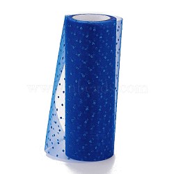 Glitter Deco Mesh Ribbons, Tulle Fabric, for Wedding Party Decoration, Skirts Decoration Making, Blue, 5.90~5.94 inch(15~15.1cm),  10yards/roll(OCOR-H100-D17)