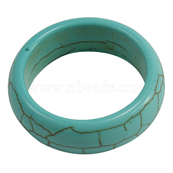 Synthetical Howlite Wide Band Ring, Turquoise, about 17mm inner diameter, 7~8mm wide(X-PJR049-3)