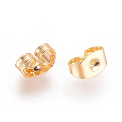 Real Gold Plating Brass Ear Nuts, Earring Backs, Lead Free & Cadmium Free & Nickel Free, 6x4.5x3mm, Hole: 0.8mm(X-KK-L147-214-NR)