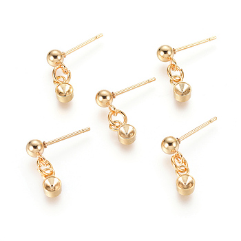 201 Stainless Steel Stud Earring Settings, with 304 Stainless Steel Pins, For Pointed Back Rivoli Rhinestone, Golden, 15mm, Pin: 0.8mm, Fit for 3.5mm Rhinestone