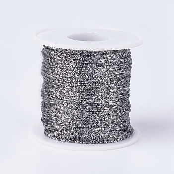 Polyester Metallic Thread, Black, 1mm, about 100m/roll(109.36yards/roll)