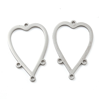 304 Stainless Steel Chandelier Component Links, Laser Cut, Heart, 24.5x16x1mm, Hole: 1.2mm