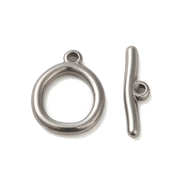 304 Stainless Steel Toggle Clasps, Oval, Stainless Steel Color, oval: 20x16x3mm, hole: 1.8mm, rod: 6x22x2.5mm, hole:1.8mm