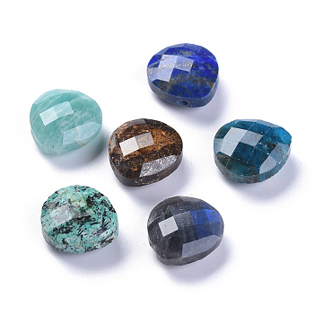 Natural Mixed Stone Charms, Faceted, Teardrop, 14x13x6mm, Hole: 0.8mm