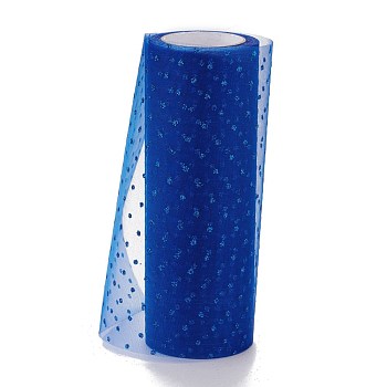 Glitter Deco Mesh Ribbons, Tulle Fabric, for Wedding Party Decoration, Skirts Decoration Making, Blue, 5.90~5.94 inch(15~15.1cm),  10yards/roll