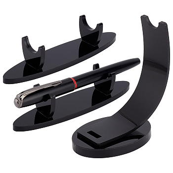 3Pcs 2 Style Acrylic Pen Holder Display Stand, Makeup Brush Rack, Desk Pencil Wand Holder, Black, 27.5~88x50~127x29.5~93mm
