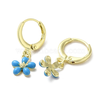 Flower Real 18K Gold Plated Brass Dangle Leverback Earrings(EJEW-L268-009G-04)-2