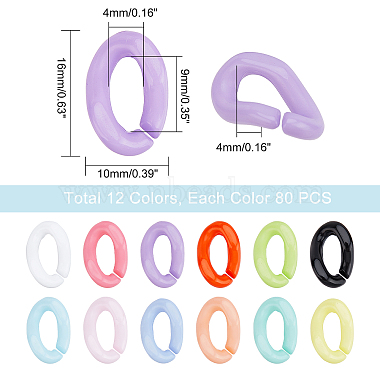 Elite 960Pcs 12 Color Opaque Acrylic Linking Rings(OACR-PH0001-81)-4