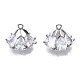 Brass Inlaid Clear Cubic Zirconia Charms(ZIRC-S069-001P)-1