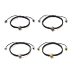 4Pcs 4 Color Synthetic Hematite & Alloy Skull Braided Bead Bracelets Set(BJEW-JB09215)-1