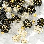 Diy Jewerly Making Kits, Opaque Acrylic Beads and Pendants, Mixed Shape, Black, 6~23.5x6~20.5x4.5~7mm, Hole: 1.2~2mm, about 20g/set, 20~25pcs/set(MACR-CJC0004-20C)