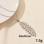 Stainless Steel Leaf Pendant Necklaces, Cable Chain Necklaces(QM4235-3)