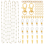 DIY Chain Bracelet Necklace Eyeglass Chains Making Kit, Including Glass Flat Round Link Chains, Alloy Clasps, Iron Jump Rings & End Chains, Brass Snap on Bails, Eyeglass Holders, Golden, Chain: 13x7x3mm, 5m/set(DIY-OC0011-20)