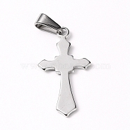 304 Stainless Steel Pendants, Cross, Stainless Steel Color, 30x16x1.5mm, Hole: 8x3mm(STAS-L210-23P)
