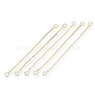 Brass Box Chain Tassel Links, Golden, 50x3x1mm, Hole: 1.4mm(KK-R129-05G)
