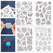 4 Sheets 11.6x8.2 Inch Stick and Stitch Embroidery Patterns, Non-woven Fabrics Water Soluble Embroidery Stabilizers, Flower, 297x210mmm(DIY-WH0455-025)