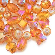 Transparent Glass Beads, AB Color, Faceted, Mixed Shapes, Orange, 7~10x7~10x5~9.5mm, Hole: 1~1.5mm(EGLA-N002-49-B04)