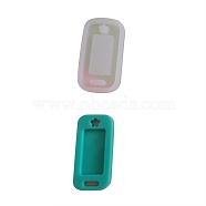 DIY Silicone Pendant Molds, for Keychain Name Tag Making, Resin Casting Molds, For UV Resin, Epoxy Resin Jewelry Making, Rectangle with Flower, White, 55x29x7mm, Hole: 3x10mm, 6.5x6mm, Inner Diameter: 24x50mm(X-DIY-C012-09D)
