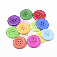4-Hole Acrylic Buttons, Flat Round, Mixed Color, 31x4mm, Hole: 2mm(BUTT-Q038-30mm-M)
