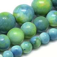 Synthetic Ocean White Jade Beads Strands, Dyed, Round, Dark Turquoise, 6~7mm, Hole: 1mm, about 65pcs/strand, 16.3 inch(G-S254-6mm-C01)