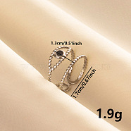 Stylish Eye Enamel Open Cuff Ring, Stainless Steel Double-Layer Jewelry for Women(KC6125-1)