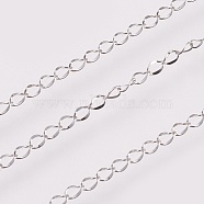 304 Stainless Steel Twisted Chain Curb Chains, with Spool, Soldered, Stainless Steel Color, 3x2x0.7mm, about 32.8 Feet(10m)/roll(CHS-K008-15A)