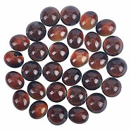 30Pcs 2 Style Translucent Glass Cabochons, Changing Color Mood Cabochons, Flat Oval & Half Round/Dome, Black, 12.5x7~10.5x6.5~7mm, 15pcs/style(GLAA-SC0001-71)