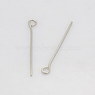 201 Stainless Steel Eye Pin, Stainless Steel Color, 26mm, Hole: 2mm, Pin: 0.6mm(STAS-N017-01-0.6x26mm)