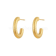 304 Stainless Steel Ring Stud Earrings, Half Hoop Earrings, Real 18K Gold Plated, 21.7x18.2mm(GU2776-3)