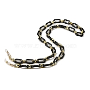 Eyeglasses Chains, Acrylic Oval Link Chains Neck Strap Mask Lanyard, with 201 Stainless Steel Lobster Claw Clasps and Rubber Loop Ends, Black, 775mm.(AJEW-P117-02C-G02)