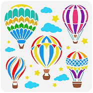 PET Hollow Out Drawing Painting Stencils, for DIY Scrapbook, Photo Album, Hot Air Balloon Pattern, 30x30cm(DIY-WH0391-0389)