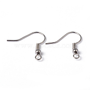 Brass Earring Hooks, Ear Wire, with Horizontal Loop, Nickel Free, Platinum, 17~19x16~18x0.8mm, 20 Gauge, Hole: 2mm(EC135-NF)