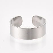 304 Stainless Steel Cuff Rings, Open Rings, Wide Band Rings, Stainless Steel Color, Size 8, 18mm, 6mm(STAS-T045-22A-P)