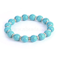 Vintage Round Synthetic Turquoise Beaded Bracelets for Women(FL7669-2)