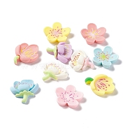 Opaque Resin Cabochons, DIY Accessories, Lotus Flower, Mixed Color, 21~24x19~22x5~7mm(X-RESI-G031-14)
